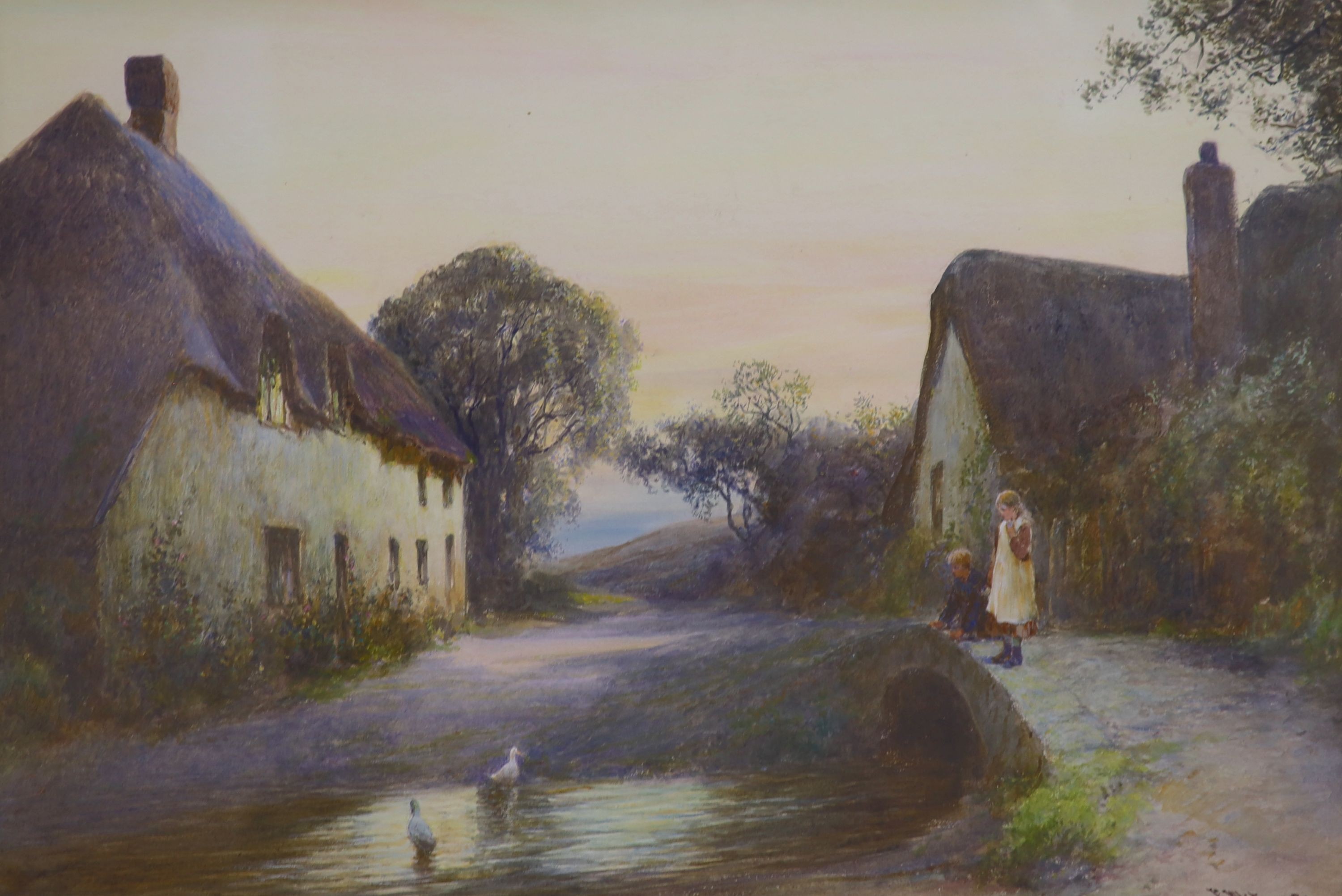 John White R.I (1851-1933), watercolour, 'Cottages, North Devon', signed, 37 x 54cm